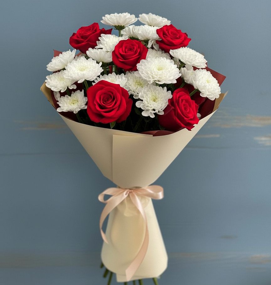 Букет цветов из: Розы и Хризантемы в Переясловской