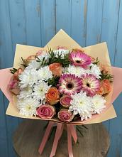 Букет цветов из:  Розы, Герберы и Хризантемы в Переясловской