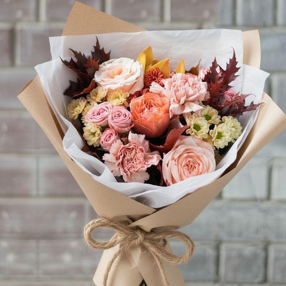 Букет цветов из: Гвоздики, Хризантемы и Розы в Переясловской