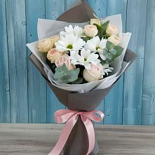 Букет цветов из:  Хризантемы и Розы в Переясловской