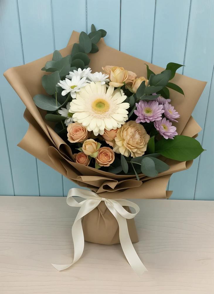 Букет цветов из: Герберы и Хризантемы в Переясловской