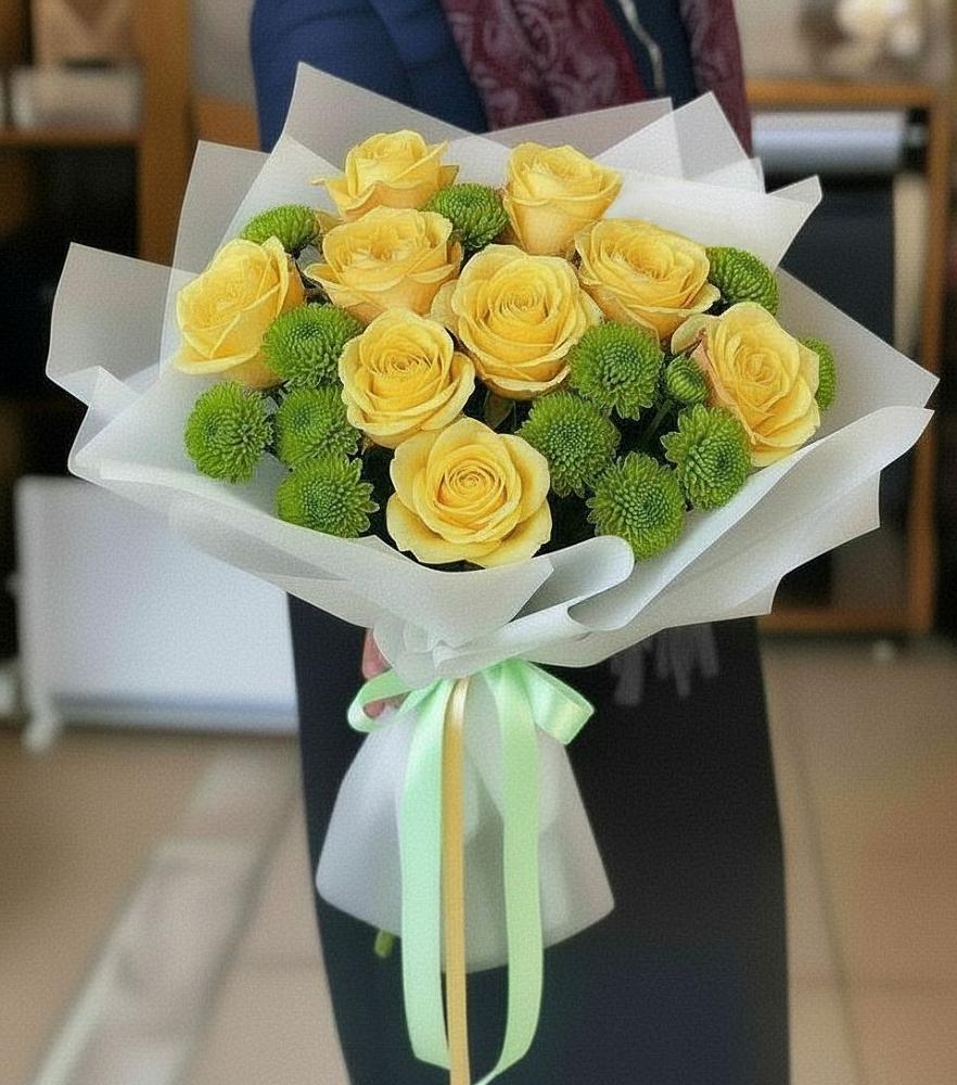 Букет цветов из: Хризантемы и Розы в Переясловской