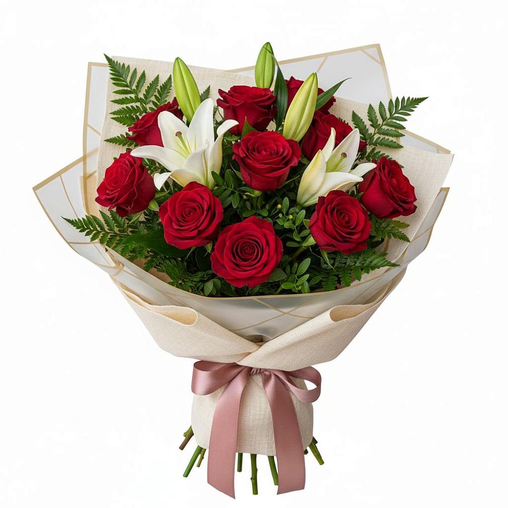 Букет цветов из: Лилии и Розы в Переясловской