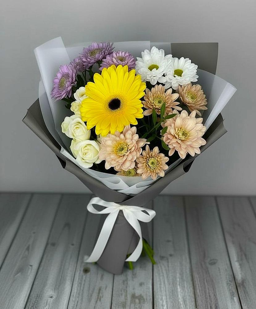 Букет цветов из: Розы, Герберы и Хризантемы в Переясловской