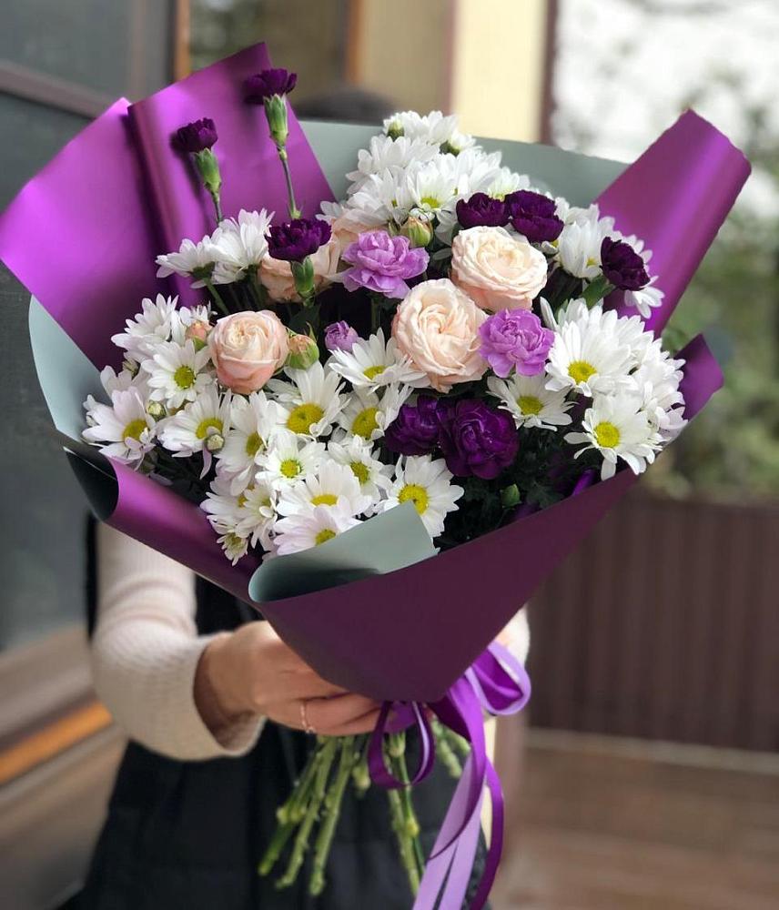 Букет цветов из: Хризантемы, Гвоздики и Розы в Переясловской