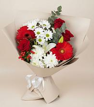 Букет цветов из:  Розы, Хризантемы, Герберы и Лилии #REPLACE_PRED# Переясловской
