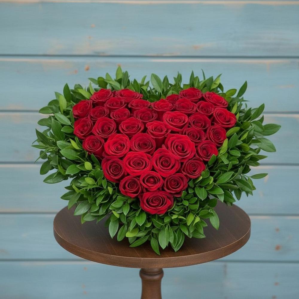 Цветочная композиция из Розы в виде сердца в Переясловской