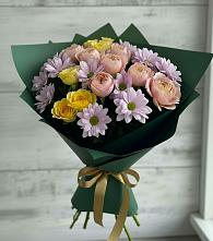 Букет цветов из:  Хризантемы и Розы в Переясловской