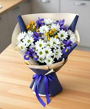 Букет цветов из:  Розы, Ирисы и Хризантемы в Переясловской