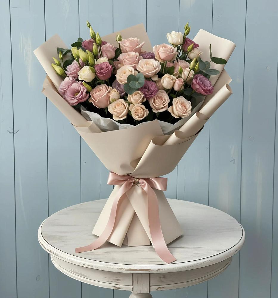 Букет цветов из: Розы и Лизиантусы в Переясловской