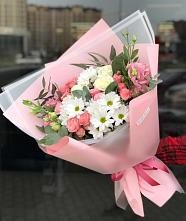 Букет цветов из:  Розы, Лизиантусы и Хризантемы в Переясловской
