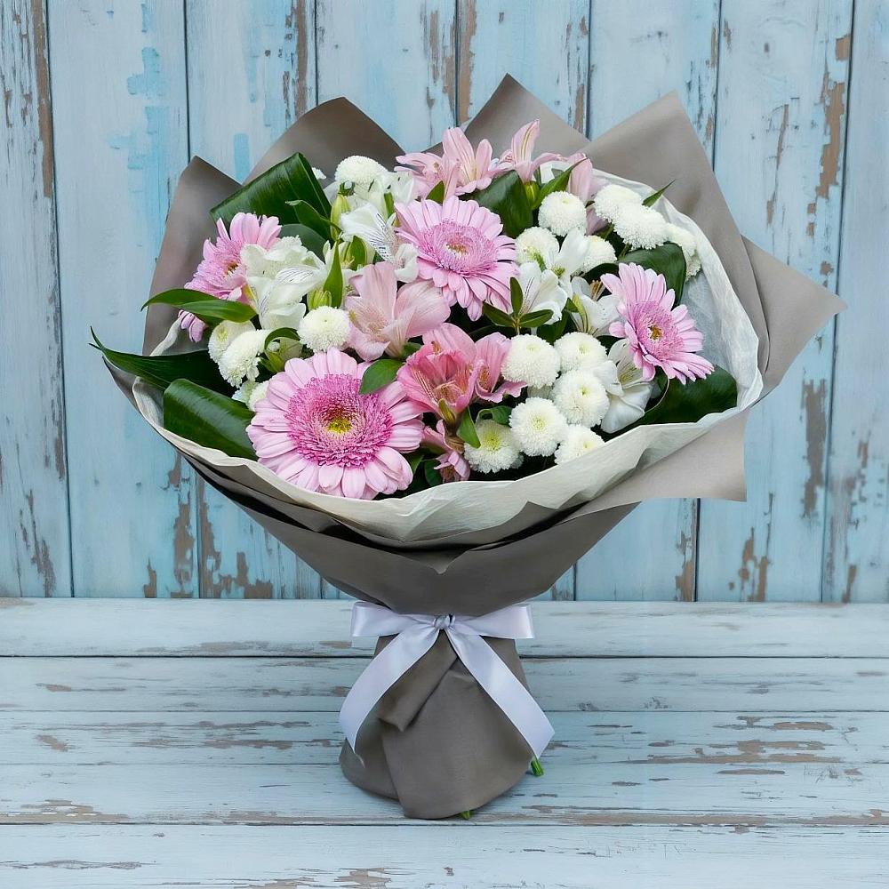 Букет цветов из: Герберы, Альстромерии и Хризантемы в Переясловской