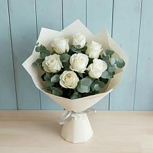 Букет Белые розы в Эвкалипте в Переясловской