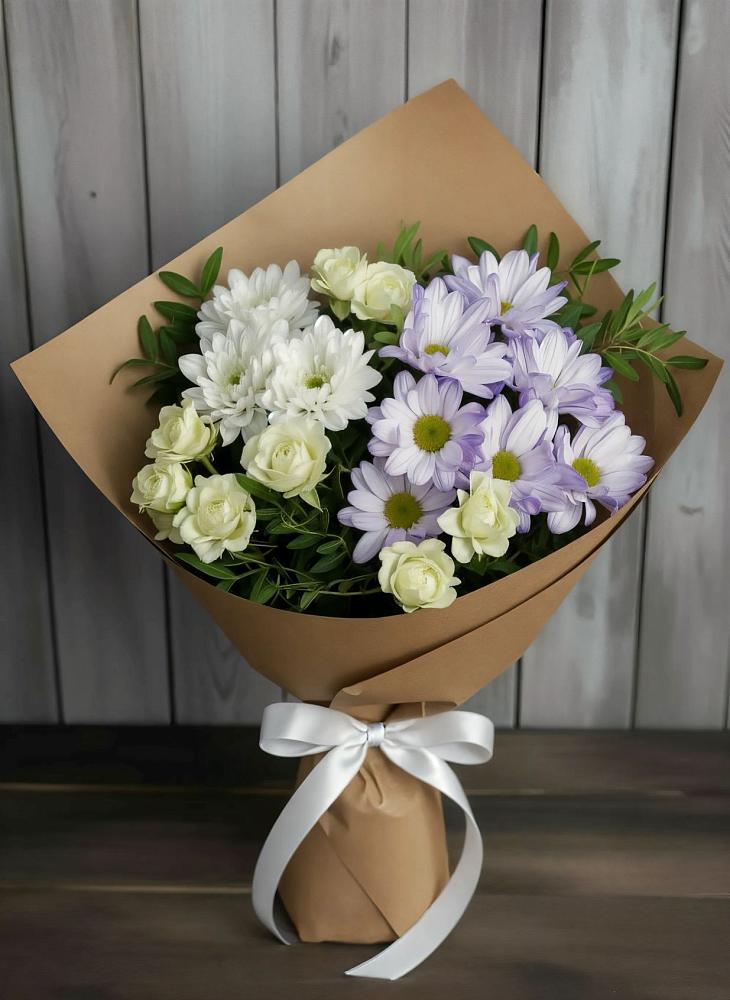 Букет цветов из: Хризантемы и Розы в Переясловской